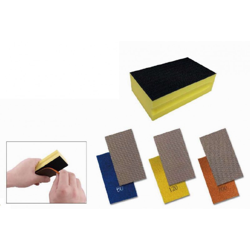 SPONGE WITH 3 DIAMOND SANDI PAPERS 60,120,200 GRIT RZ-35